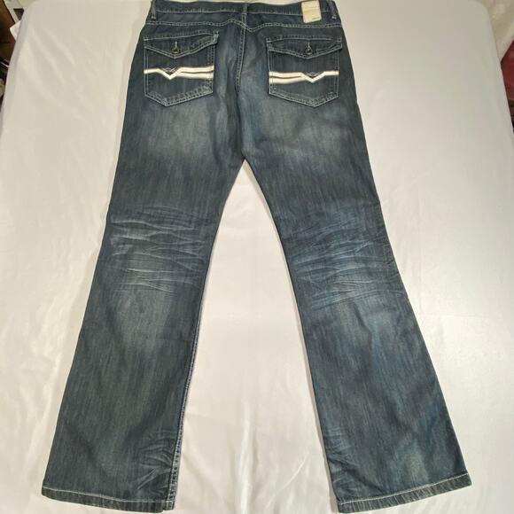 Helix Jeans 36x32 Mens Slim Boot Cut Blue Denim Pants Measures 40x34 Flap Pocket - Picture 4 of 13